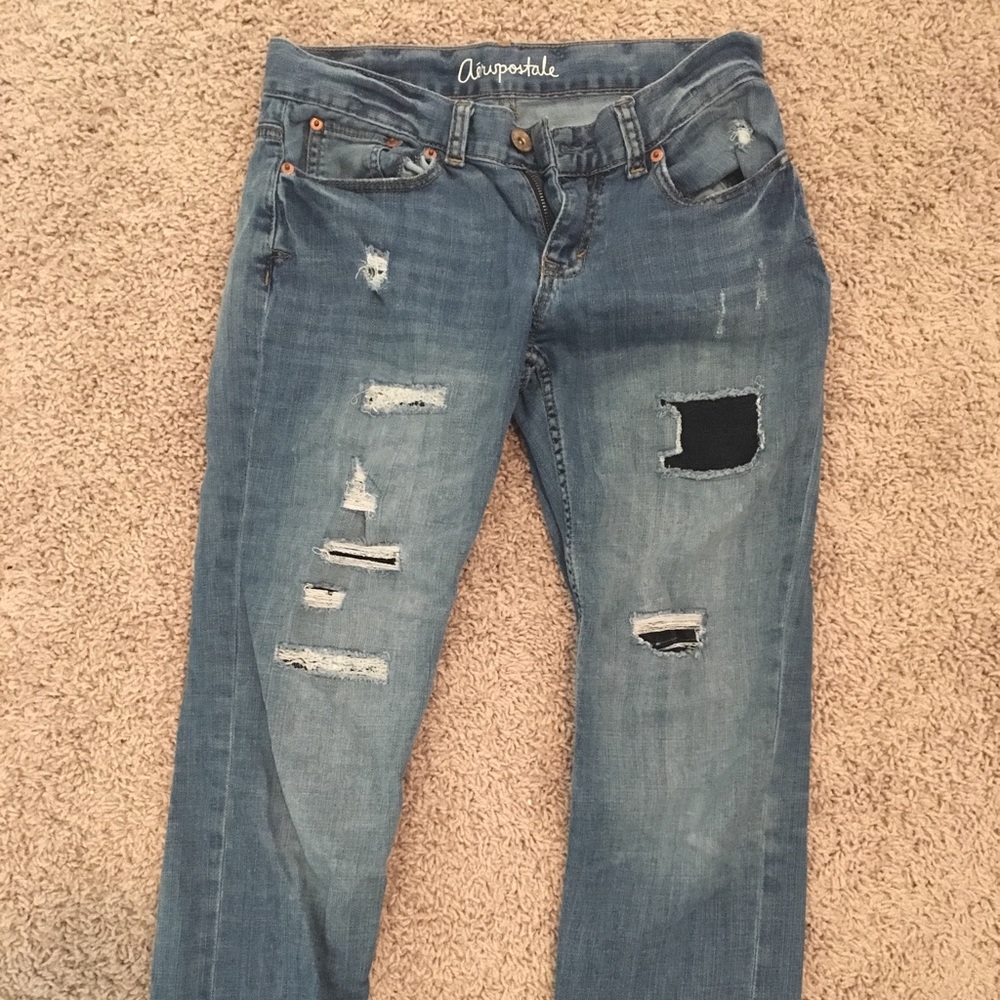 Aeropostale crop patchwork jeans